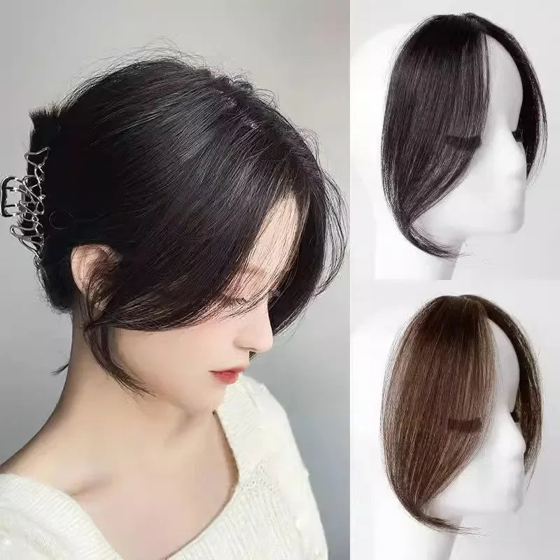 2024 Trendy Wig 2Pcs Seamless Natural Invisible Air Side Bangs Show Small Face Hair Extension Wig Piece 