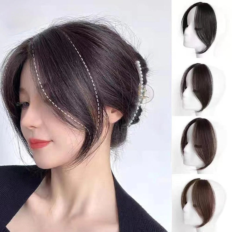 2024 Trendy Wig 2Pcs Seamless Natural Invisible Air Side Bangs Show Small Face Hair Extension Wig Piece 